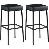 CLP - Ensemble de 2 tabourets de bar Montreal, revêtus de similicuir, avec assises et repose-pieds rembourrés. Couleur : gris. Structure : noire