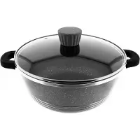 Almina casseroles avec couvercle en verre revêtement anti-adhésif fonte d'aluminium en gris ?36 cm