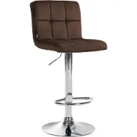CLP Tabouret de bar , revêtement en velours, réglable en hauteur, pivotant, avec dossier | Couleur : marron, Structure : chromée