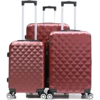 Cheffinger Valise de voyage valise 3 pièces coque dure trolley set valise bagage à main bagages sac de voyage ABS-07 rouge