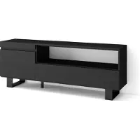 Skraut Home COZY Meuble TV, Banc Télé, 150x35x57cm, Pour les TV jusqu'à 65", Noir