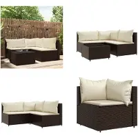 vidaXL 4 pcs. Garden Lounge Set with Coussins Braun Poly Rattan - Garden Lounge Set - Garden Lounge Sets - Outdoor Lounge Set - Lounge Set Terrasse