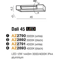 Azzardo Luminaire LED inclinable pour salle de bains au-dessus du miroir Dali, Variante : 450 x 42 x 100 mm, 12 W, 1440 lm, 4000K, blanc