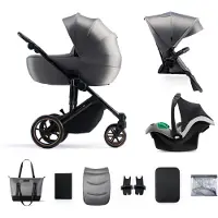Kinderkraft universalus vežimėlis 3in1 PRIME 2 3IN1 MINK PRO SHADOW Pilkas, KSPRIM02GRY300I