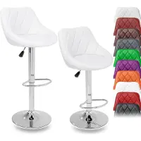Tresko Lot de 2 tabourets de bar blancs Chaise de bar pivotant librement à 360° Réglage de la hauteur d'assise 60-80cm
