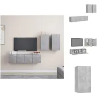vidaXL Ensemble de meubles TV 4 pièces gris béton Matériau dérivé du bois - Meubles TV