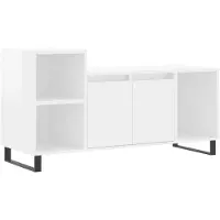 Syfax Meuble TV Blanc brillant 100x35x55 cm Bois d'ingénierie