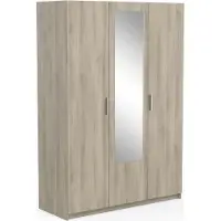 CBA Armoire Prya 3 portes battantes, 4 tablettes et 1 tringle à vêtements-décor chêne de Kronberg