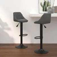 Prolenta Maison Exclusive - Lot de 2 tabourets de bar en velours gris foncé