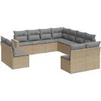 Syfax Salon de jardin 11 pcs avec coussins beige résine tressée