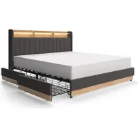 VitaliSpa Lit rembourré Nura Anthracite 180x200 cm avec 4 tiroirs, Model 51721
