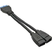 InLine 33445I Câble adaptateur USB 3.0, 2x prise femelle A sur prise poteau, 19 broches