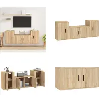 vidaXL 3 pcs. Armoire TV Sonoma chêne bois composite - Ensemble d'armoires TV - Ensembles d'armoires TV - Meuble-paroi