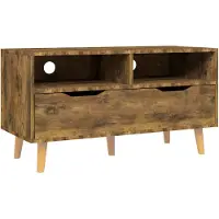 Syfax Meuble TV chêne fumé 90x40x48,5 cm bois d'ingénierie