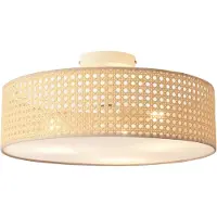 Lux.pro Plafonnier 'Ascot' 3 flammes aspect rotin
