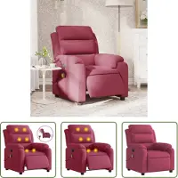 The Living Store Fauteuil de massage électrique vin rouge velours