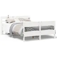 vidaXL Lit en pin massif sans matelas blanc 150x200 cm