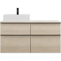 Burgbad Eqio meuble sous-lavabo avec plan de toilette, découpe à gauche, 4 tiroirs, largeur 1200mm, SGUU120LF3180G0252