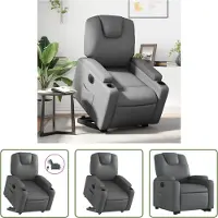 The Living Store Fauteuil relax releveur électrique Gris Similicuir