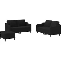 Syfax Ensemble de canapés 3 pcs avec coussins Noir Tissu