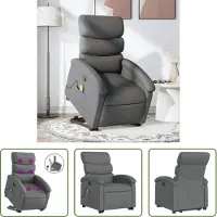The Living Store Fauteuil de massage avec releveur Gris foncé Tissu