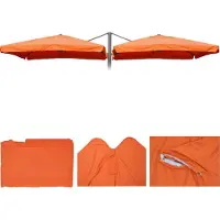 Mendler Revêtement De Parasol T44, 8 Baleines 3x3m Polyester, Pour Double Parasol T44 Terre Cuite Avec Flap