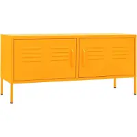 Syfax Meuble TV Jaune moutarde 105x35x50 cm Acier