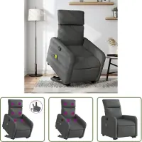 The Living Store Fauteuil de massage avec releveur Gris foncé Tissu