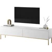 Selsey Bemmi - Buffet TV blanc avec pieds métalliques dorés, 175 cm