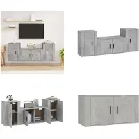 vidaXL 3 pcs. Set d'armoire TV gris béton bois composite - Ensemble d'armoires TV - Ensembles d'armoires TV - Meuble-paroi