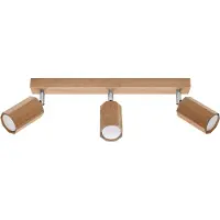 Sollux Plafonnier ZEKE 3 chêne 3xGU10 10W bois 20x5x45cm