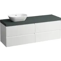 Laufen LANI Plan de lavabo gris trafic incl. meuble sous-lavabo, 1 découpe à gauche, 1570x495x580mm, H4055921129991