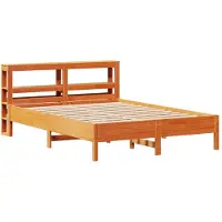 Syfax Cadre de lit sans matelas cire marron 135x190cm bois pin massif