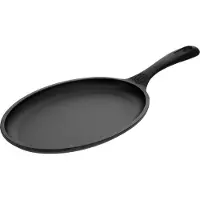 Victoria 32036 Poêle Fajita en fonte émaillée Induction 25cm, Skillet Cast Iron sans PTFE Noir