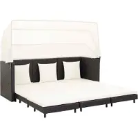 Syfax Canapé-lit extensible 3 places avec toit Résine tressée Noir