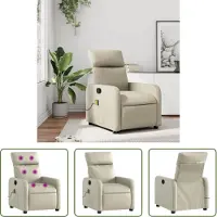 The Living Store Fauteuil de massage Crème Similicuir