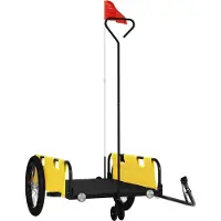 Syfax Remorque de vélo jaune et noir tissu oxford et fer