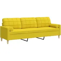 Syfax Canapé 3 places avec oreillers jaune clair 210 cm tissu