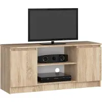 Akord Meuble TV 120 cm en Chêne Sonoma avec rangement et espace pour équipement audio