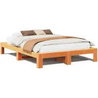 Syfax Cadre de lit sans matelas cire marron 140x200cm bois pin massif