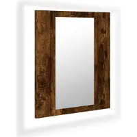 Syfax Armoire à miroir LED de salle de bain chêne fumé 40x12x45 cm