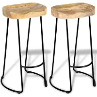 Syfax Tabourets de bar lot de 2 bois de manguier massif