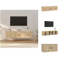 vidaXL Ensemble de 3 meubles TV Chêne Sonoma Matériau dérivé du bois - Meuble TV