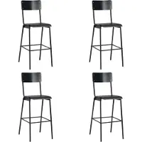 Prolenta Maison Exclusive - Lot de 4 tabourets de bar, noir, contreplaqué massif et acier
