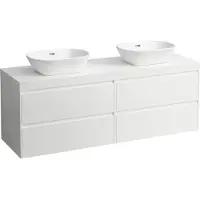Laufen LANI Plan de lavabo blanc mat incl. meuble sous-lavabo, 1 découpe à gauche et à droite, 1570x495x580mm, H4045941129901