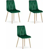 Leobert Chaise - - Libra - Velours Vert Foncé/Pieds Bois - 45 X 54 X 86,5 Cm - Lot De 3