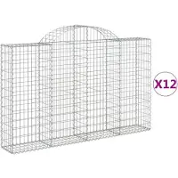 vidaXL Gabions avec arc surélevé 12pcs 200x30x120/140cm Fer galvanisé