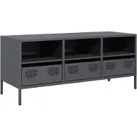 Syfax Meuble TV anthracite 101,5x39x43,5 cm acier laminé à froid