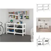 vidaXL Etabli Blanc 142,5x50x80 cm Pin massif - Etablis