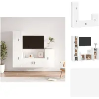 vidaXL Ensemble de meubles TV 4 pièces Blanc Matériau dérivé du bois - Meubles TV